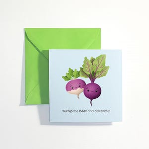 Cartão personalizado de Nabo e Beterraba para qualquer ocasião. Bonito, atrevido ou com um trocadilho personalizado — você escolhe!
