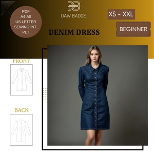 Robe Adeline et chemise boutonnee Patron PDF pour femme. Robe chemise Patron imprimable PDF. Patron PDF de chemise plus tailles inclus Etsy France