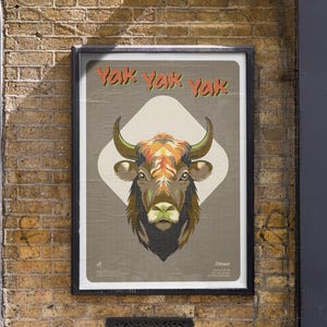 Yak Wall Art - Farmhouse Decor, Rustic Animal Print, Vintage Yak Art, Modern Wall Art, Minimalist Wildlife Poster, Nepali Tibetan Yak