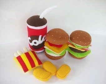 Fast Food Happy Meal Set Sewing Pattern PDF (Burger, French Fried and Soft Drink)