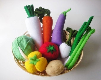 Lovely Vegetables Set 2 PDF Felt Sewing Pattern  (10 different vegetables inlcude)