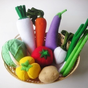 Bundle Lovely Vegetables Set 1-2  PDF Felt Sewing Pattern (19 Vegetables Patterns include)