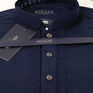 Boys Shalwar Kameez Navy with Piyala Embroidery