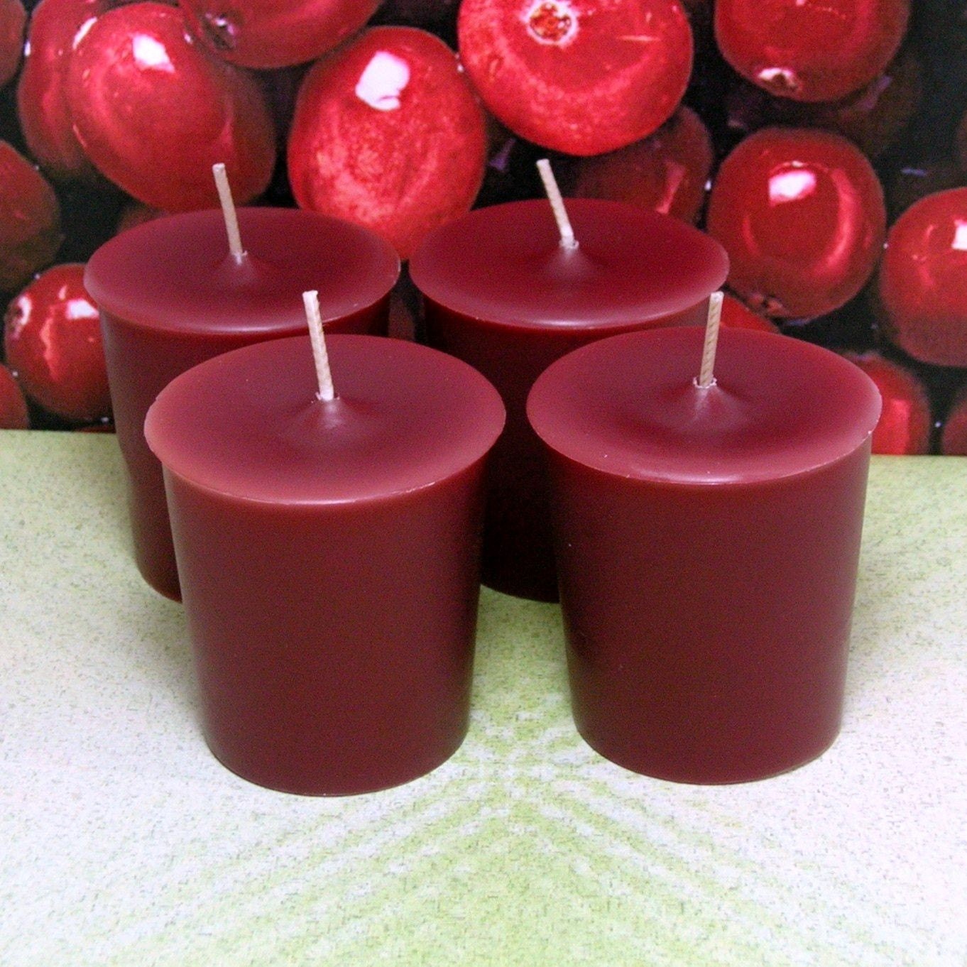 Cranberry Votive Candles PURE SOY Set of 4 Etsy