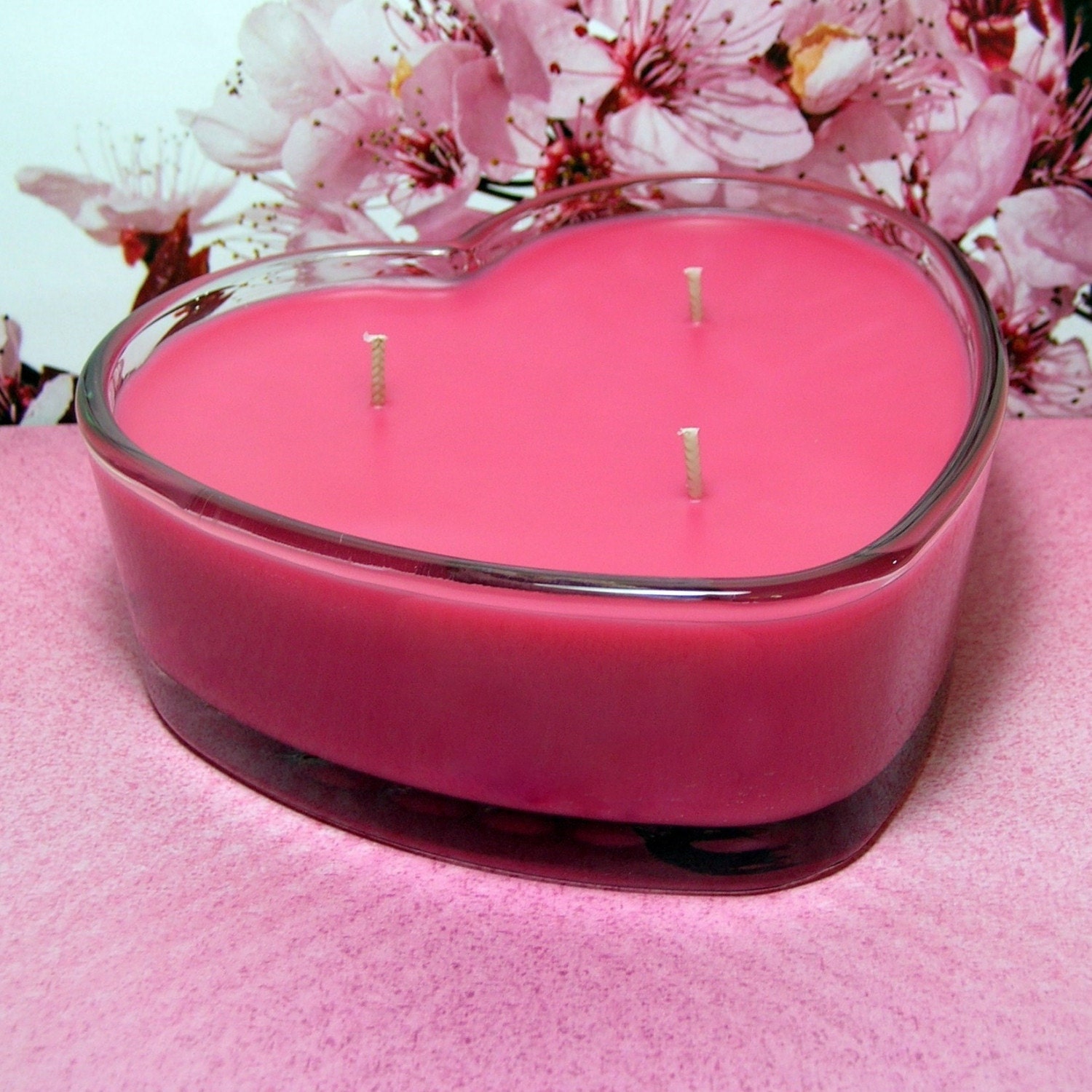 Cherry Blossom PURE SOY Heart Container Candle 16 oz. Etsy