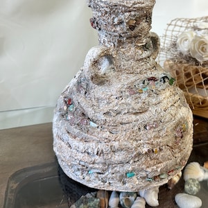 Handmade Paper Mache Vase With Handle, Wabi Sabi Textured Vase, Minimal Organic Modern Vase, Handmade Unique Gift, Home Decoration Gift