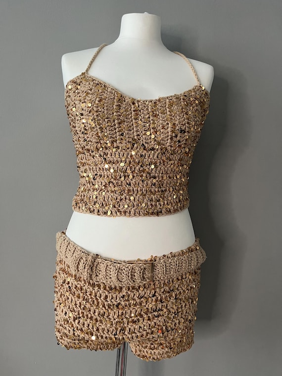 Gold Crochet Two Piece