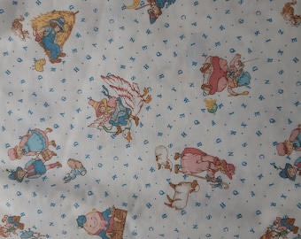 Unused Vintage Nursery Rhyme Story Book Novelty Childrens Cotton Fabric Yardage, Cranston 1980s, 5 Yards