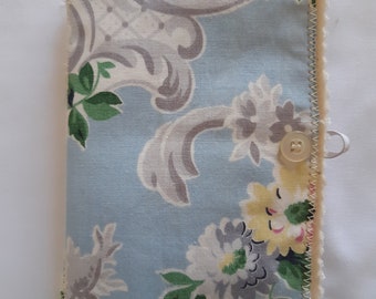 Handmade Needle Book Case Keeper, Vintage 40s Floral Fabric, Sewing Notions, Embroidery, Quilting, Supplies