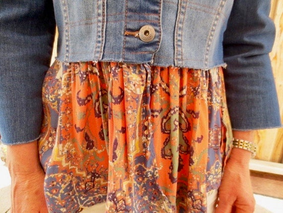 blue jean peplum top