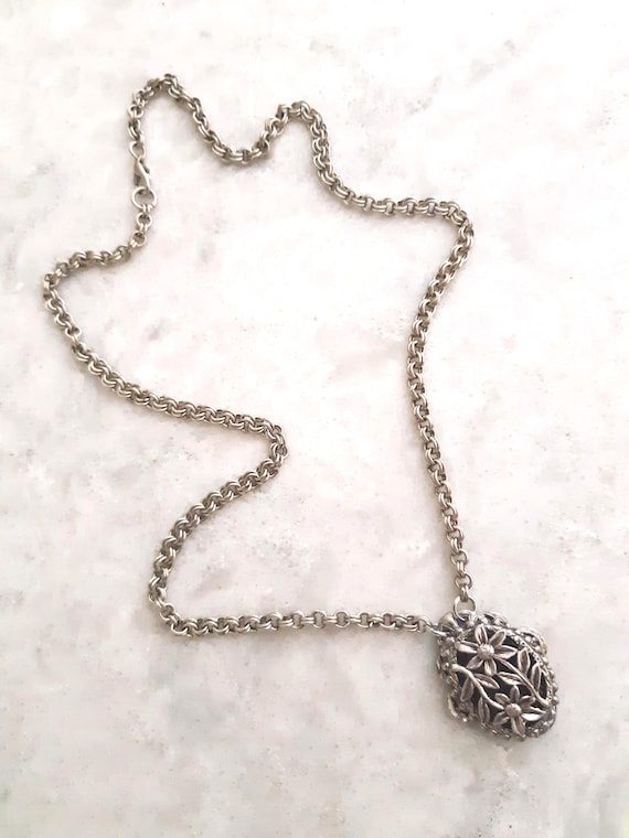 Handmade Assemblage Statement Floral Pendant Chai… - image 4