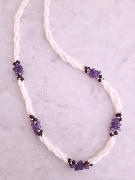 Beautiful Vintage Twisted Mother of Pearl and Ame… - image 2