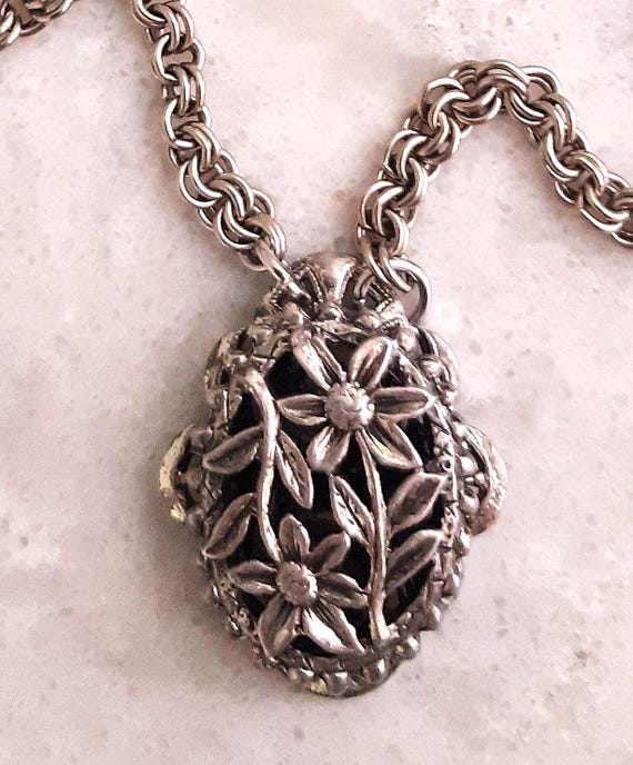 Handmade Assemblage Statement Floral Pendant Chai… - image 1