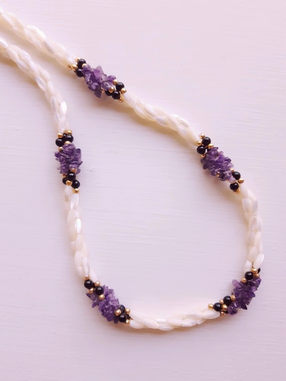 Beautiful Vintage Twisted Mother of Pearl and Ame… - image 1