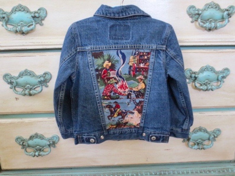 Cowboy Levi Denim Jean Jacket Upcycled Embellished Recycled - Etsy