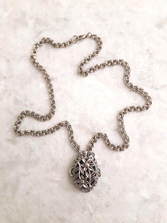 Handmade Assemblage Statement Floral Pendant Chai… - image 3