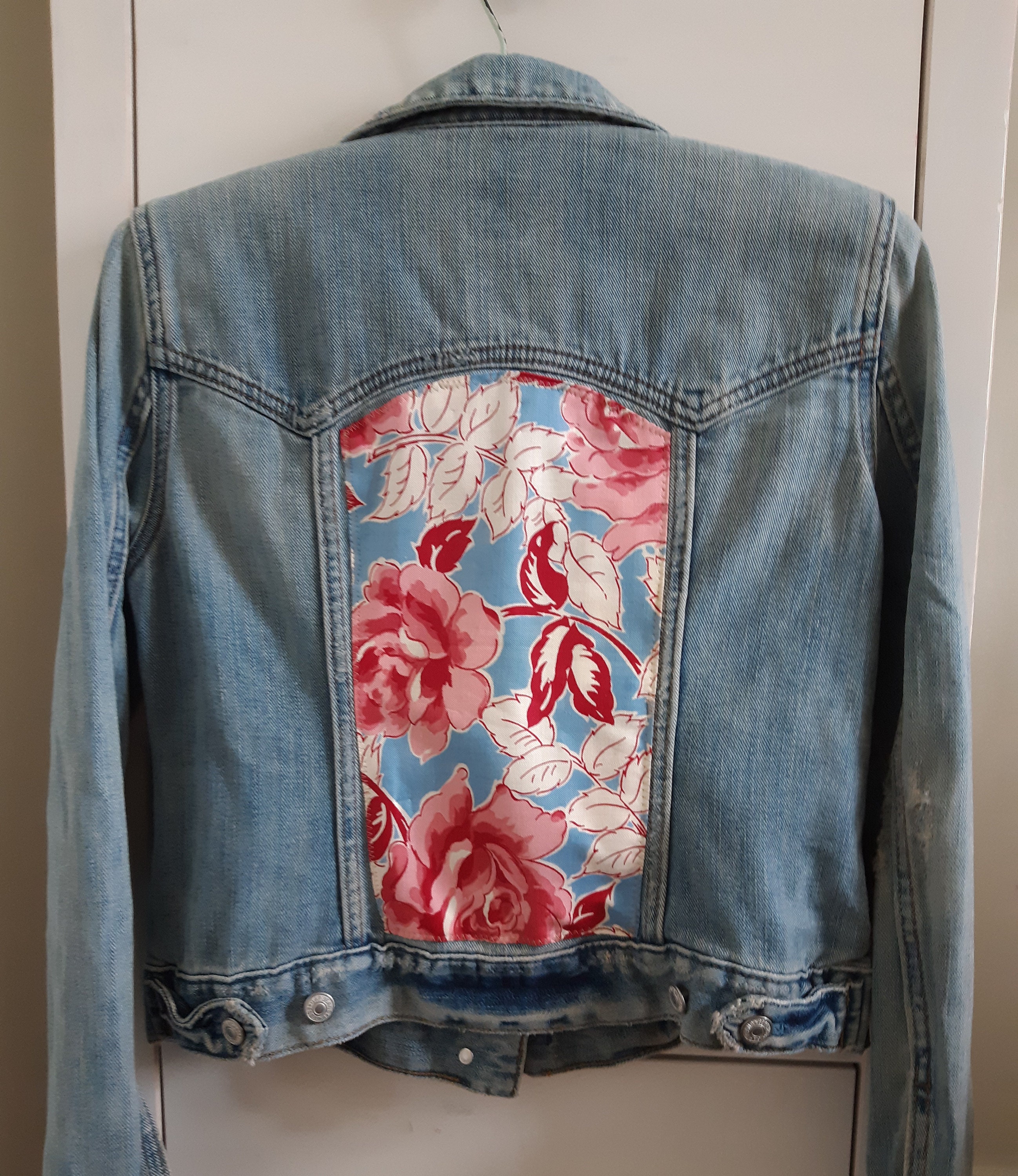 Boho Hippie Kids Upcycled Denim Jacket Size 6/6x