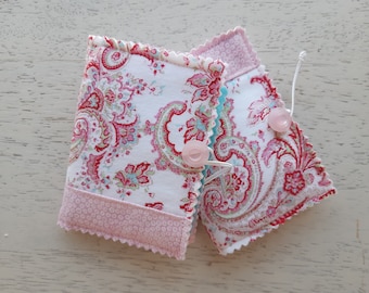 Pretty Pink Paisley Needle Book, Case, Keeper, Slow Stitch, Junk Journals, Sashiko, Boro, Sewing, Quilting, Embroiderey, Pins and Needles