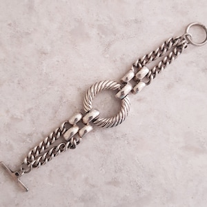Unique Chunky Silver Metal Chain Bracelet, Brutalist Minimalist Style