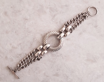Unique Chunky Silver Metal Chain Bracelet, Brutalist Minimalist Style