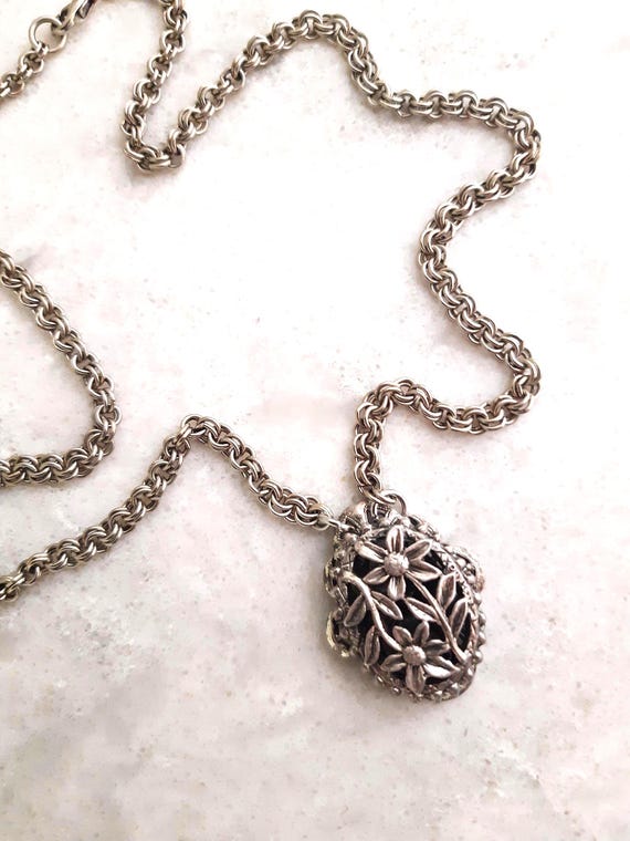 Handmade Assemblage Statement Floral Pendant Chai… - image 2