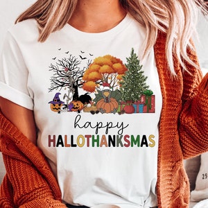 Happy Hallothanksmas Shirt, Happy Halloween Thanksgiving Christmas Shirt, Holiday Season Shirt, Funny Halloween Gift, Fall Shirt, Autumn Tee