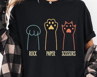 Rock Paper Scissors Sweatshirt, Funny Cat Paw Shirt, Unisex Crewneck Shirt for Cat Lover, Cat Owner Shirt, Cat Paws Shirts, Gift for Cat Mom