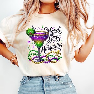 Chemise Mardi Gras Margaritas, Sweat-shirt potable Mardi Gras, Alcool de carnaval, Chemise Martini Mardi Gras, T-shirt Fat Tuesday, Fleur de lys, NOLA
