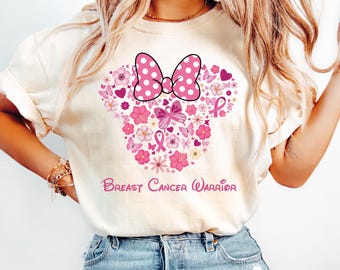 Disney Breast Cancer Tshirt, Breast Cancer Warrior Minnie Shirt, Cancer Awareness Tee, Pink Ribbon Cancer Shirt, Breast Cancer Survivor Gift