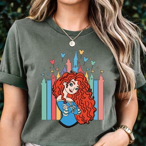 Disney Merida Princess Shirts, Brave Merida Princess Watercolor Castle Shirt, Minnie Ears Shirt, Disney Girl Shirt, Magic Kingdom Shirt