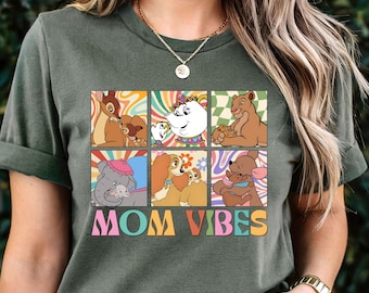 Retro Disney Character Mom Vibes Shirt,Duchess, Perdita, Mrs. Potts, Helen Parr, Mrs. Jumbo T-shirt, Disney Mom Shirt, Disneyland Mom Shirt