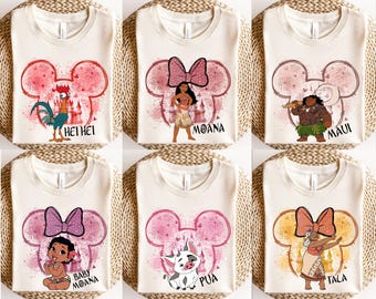 Moana Family Disney Shirt, Mickey Head Moana Family Shirt, Princess Moana Family Matching T-Shirt, Hei Hei and Pua Shirt, Baby Moana Shirt