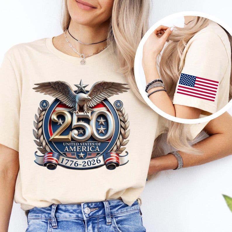 America 250th Anniversary Sweatshirt, 1776–2026 USA T-Shirt, 250 Years of America Shirt, Patriotic American Flag Shirts, Memorial Day Tees image 4
