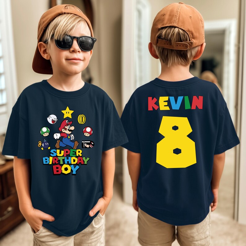 Custom Name Mario Galaxy Birthday Shirt, Nintendo World Family Holiday Tee, Universal Orlando Birthday Gift, Mario Bros Party Kids Gift bild 5