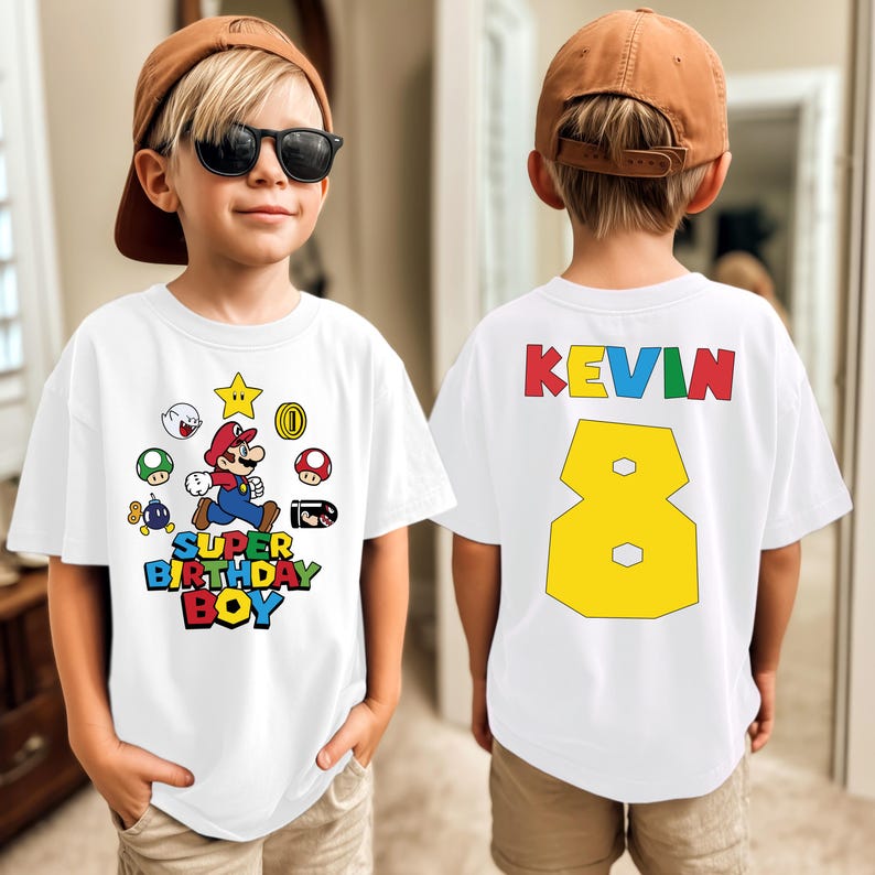 Custom Name Mario Galaxy Birthday Shirt, Nintendo World Family Holiday Tee, Universal Orlando Birthday Gift, Mario Bros Party Kids Gift bild 2