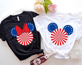 Mickey and Minnie USA Shirt, Disney American 4th of July Shirts, 4th of July Stars and Stripes Disney Tee, 4th Of July Patriotic Shirt,