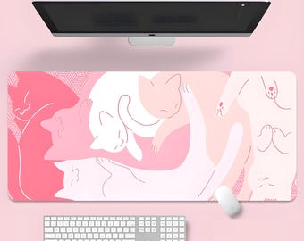 Large Cute Cat Laptop computer desk mat mouse pad, mouse mat, mousepad, xxl anime gaming kawaii mouse pad desk mat, one piece mtg tc playmat