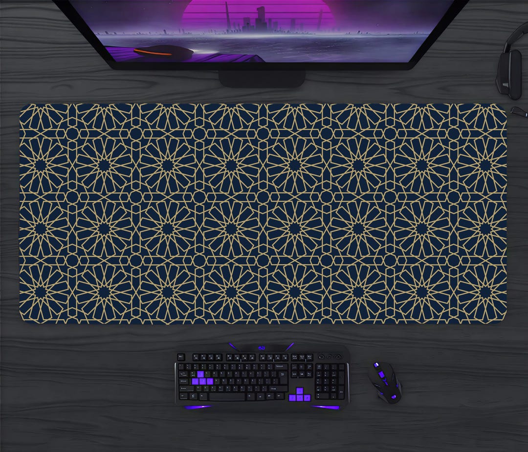 Islamic Geometric Desk Mat and Mouse Pad – Large Extended Gaming ...