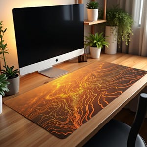 Bureauonderlegger topografische kaart en muismat | Deskmat muismat bureauinrichting bureauaccessoires bureaumat esthetische custom toetsenbord thuiskantoor