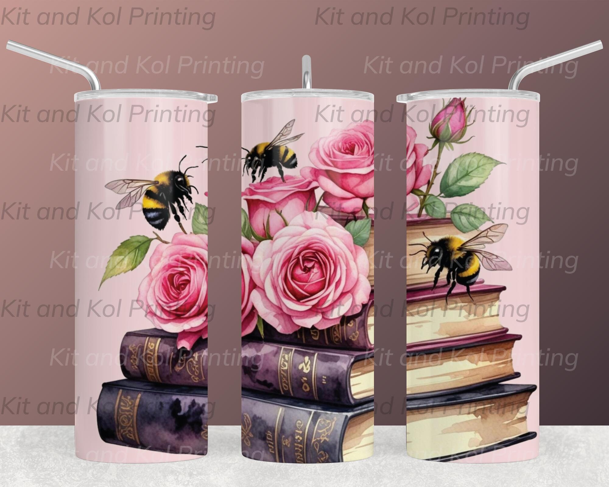 Rose Stack Design Vintage Book Stack With Roses and Bees Clipart - Instant Download ...