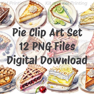Watercolor Pie Slices Clipart - Digital Download for Sublimation Design