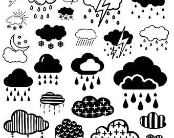 Clouds Svg Bundle Clipart Cricut Clouds Silhouette Fluffy Clouds Vector ...