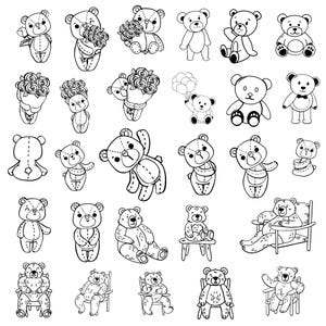 Teddy Bear Svg Bundle, Cute Teddy Bear Clipart For Cricut, Teddy Bear Silhouette, Tshirt De, Teddy Bear Cutfiles.
