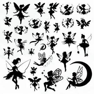 Fairy Svg Bundle, Fairy Clipart For Cricut, Cute Fairy Silhouette, Fairy Vector, Fairy Decal , Fairy Cut Files.