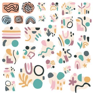 Paquete Svg abstracto, clipart de arte abstracto para Cricut, silueta boho, vector abstracto, calcomanía minimalista, archivos de corte de arte moderno.