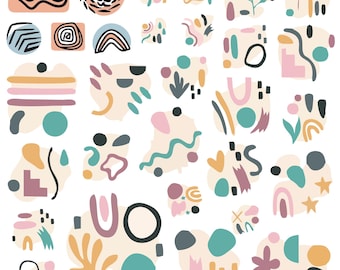 Paquete Svg abstracto, clipart de arte abstracto para Cricut, silueta boho, vector abstracto, calcomanía minimalista, archivos de corte de arte moderno.