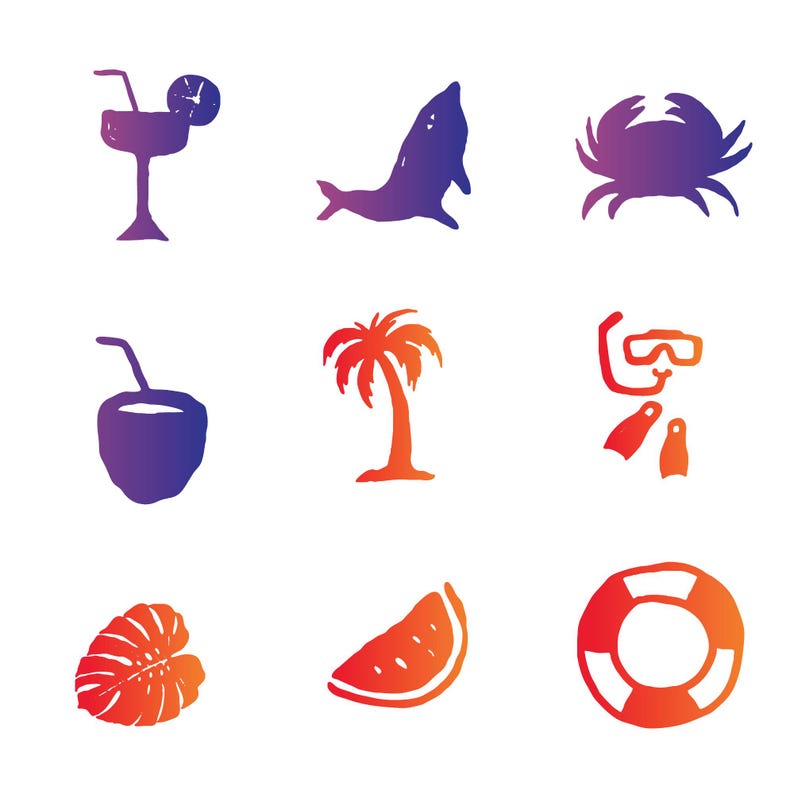 Beach Svg Bundle , Summer Clipart for Cricut, Beach Silhouette, Beach ...