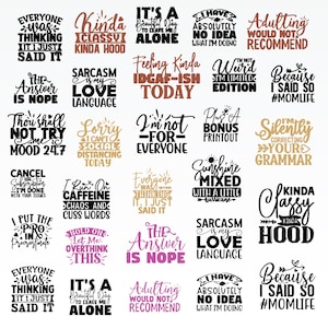Sarcasm Svg Bundle, Sarcasm Clipart For Cricut, Sarcasm Silhouette, Sarcasm Quotes Vector, T-Shirt Designs, Sarcasm Cut Files.