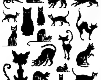 Katze svg Bundle, Katze Clipart, Katzenkopf Vektor, Kitty Aufkleber, Kätzchen Cut Files, Tier Silhouette.