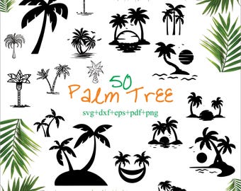 Palmboom SVG-bundel, palmboom clipart voor Cricut, palmboom vector, palmboom silhouet, palmboom sticker, palmboom gesneden bestanden.
